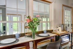 Staged image of breakfast area in an Airbnb.
