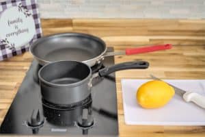 Staged shot of the stove in an Airbnb in the Catskills.